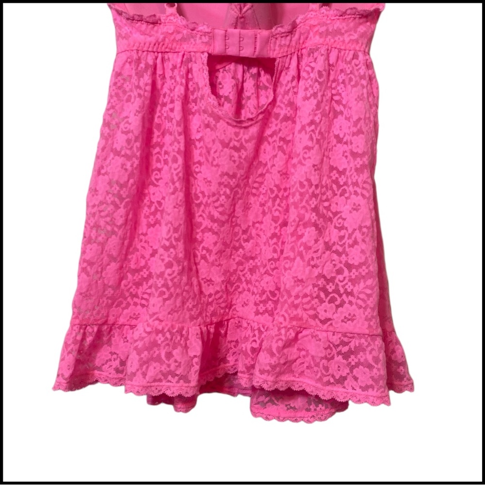 VICTORIA SECRET Pink Lace Bustier Babydoll 34D Lingerie Intimates - Picture 2 of 8